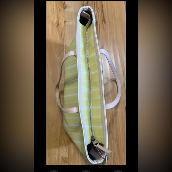Coach Legacy Weekend Ticking Stripe Yellow Tote Bag - Picture 6 of 10